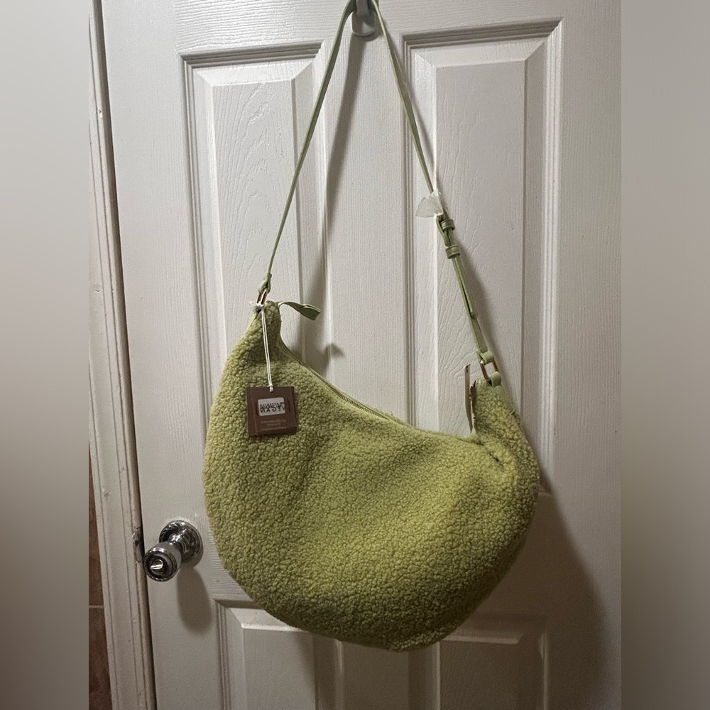 NWT Urban Outfitters Anthropology Sherpa Shoulder Bag in Light Green